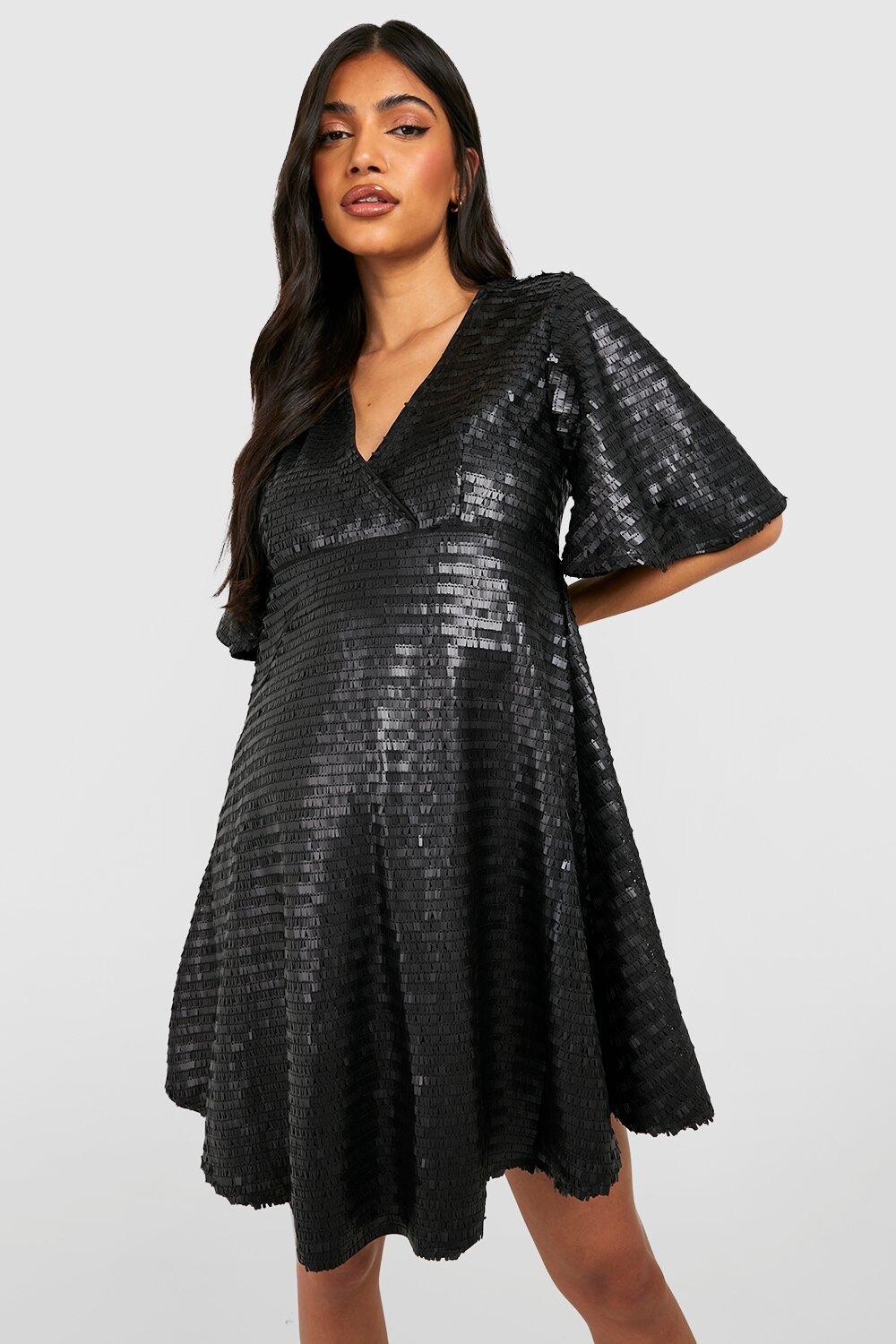 

Платье для беременной с пайетками Boohoo, черный