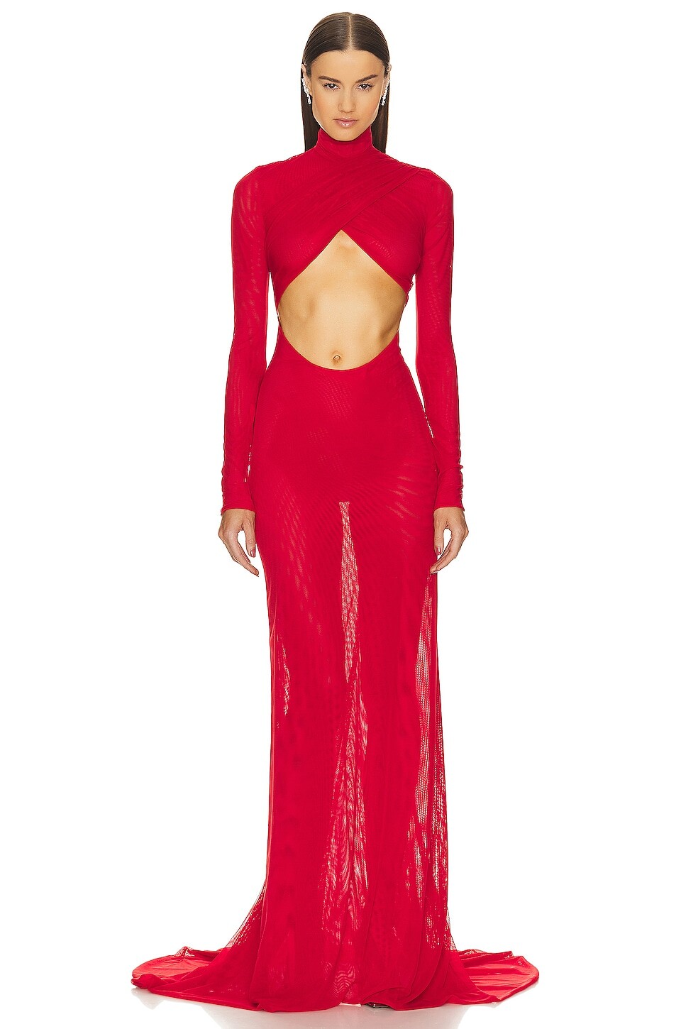 

Платье LaQuan Smith Mock Neck Cutout Evening Gown, цвет Scarlet