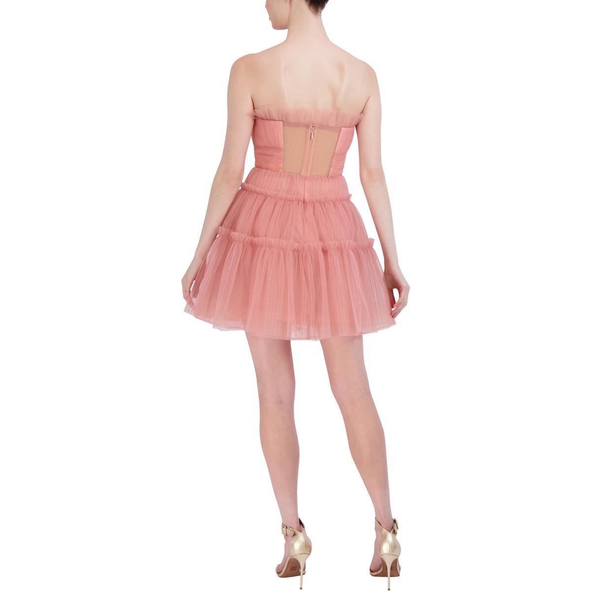 

Женское мини-платье из тюля без бретелек BCBGMAXAZRIA, цвет Rose