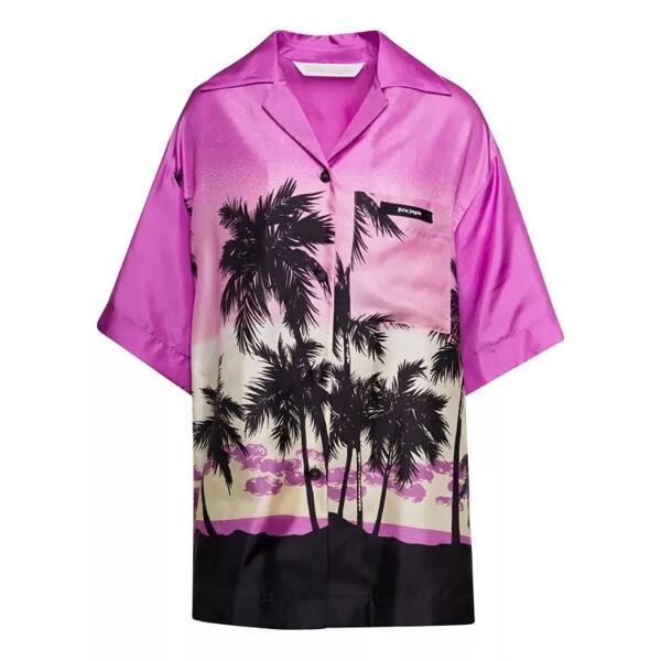 

Футболка multicolor bowling shirt with all-over sunset prin Palm Angels, фиолетовый