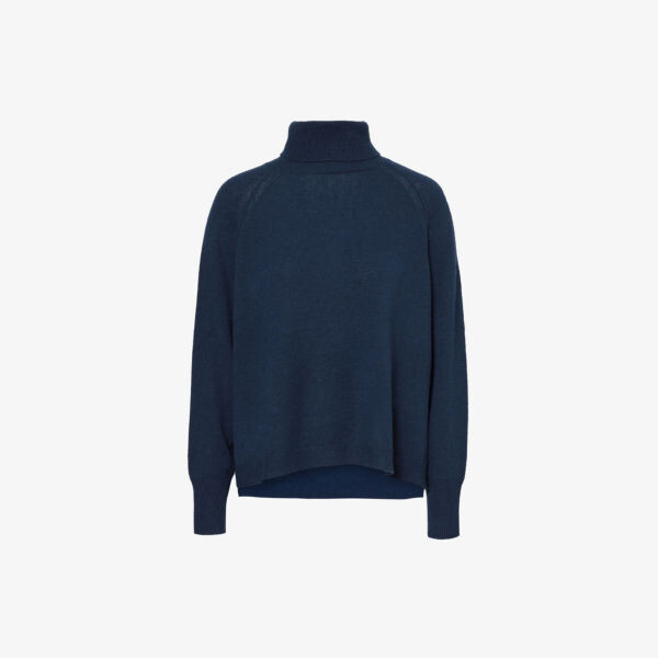 

Кашемировый вязаный джемпер Clemence с высоким воротником 360 Cashmere, темно-синий