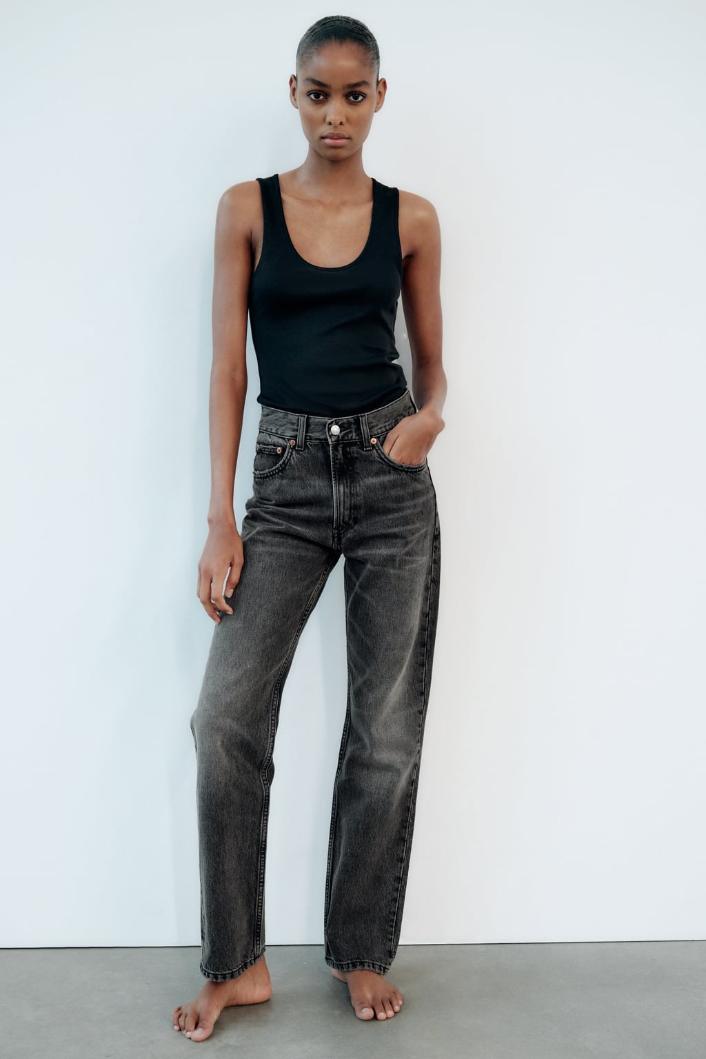 

Укороченный вязаный свитер Soft Touch ZARA, черный