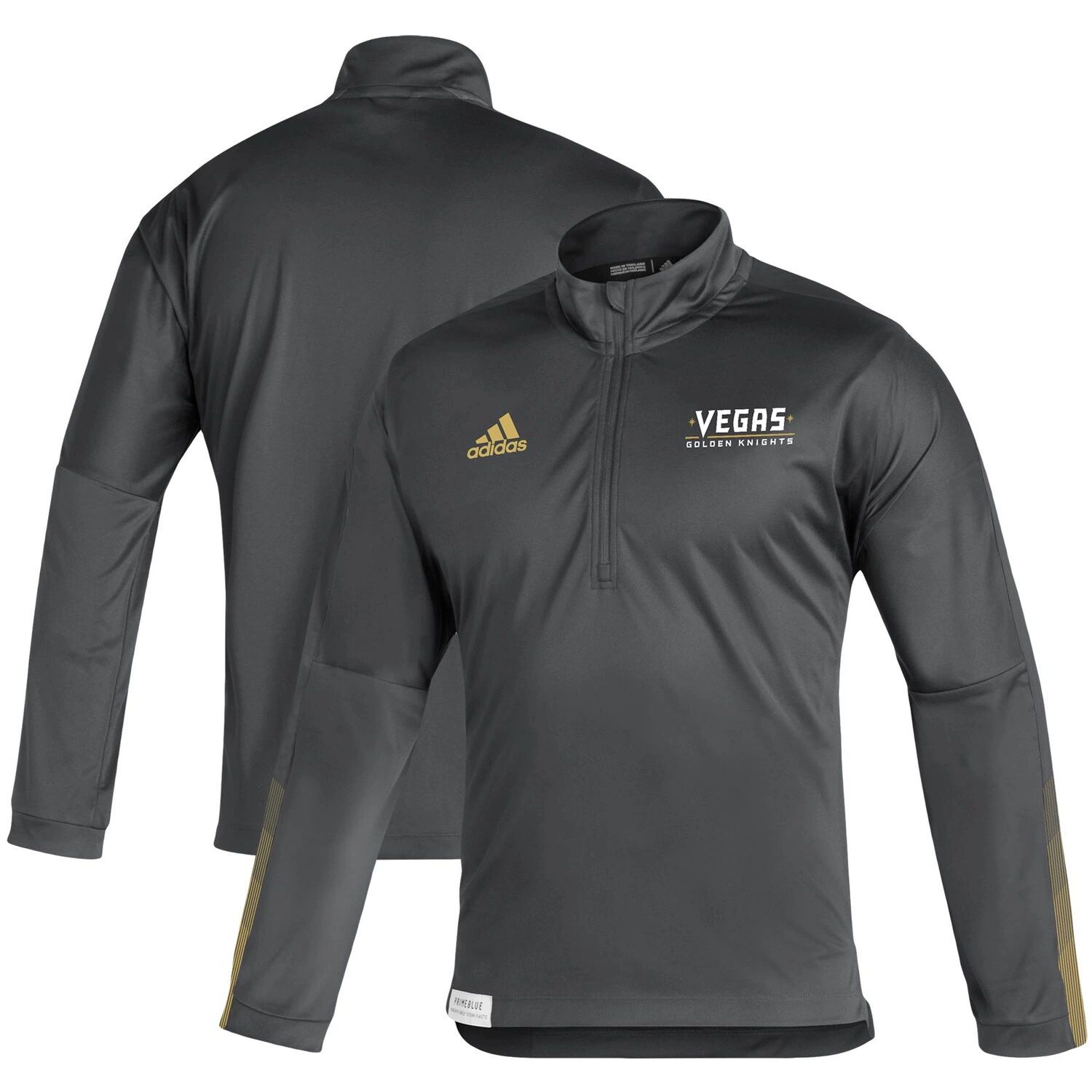 Мужская темно-серая куртка Vegas Golden Knights Primeblue с молнией на четверть adidas