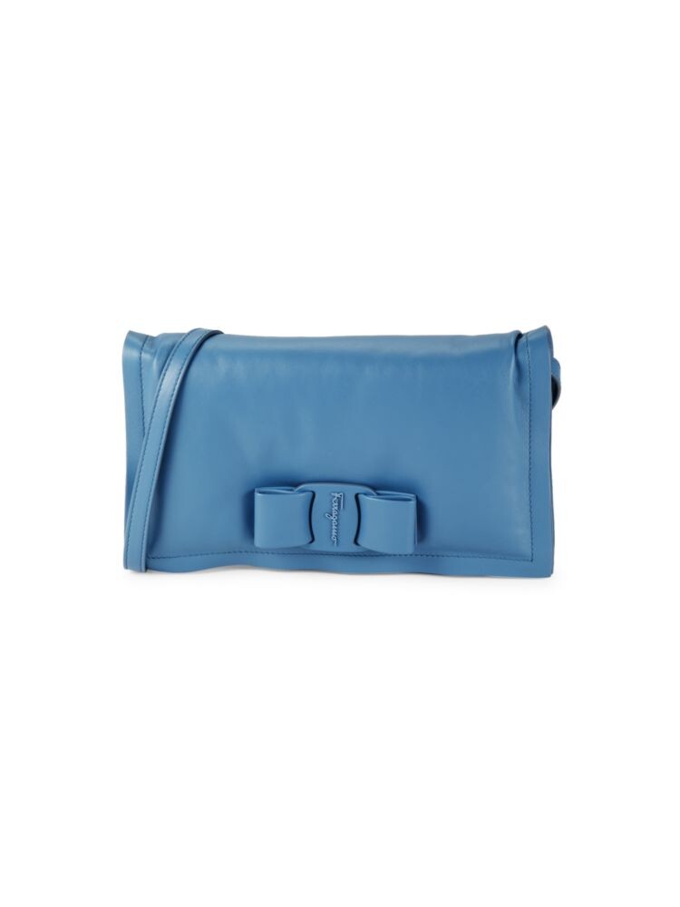 

Кожаная сумка через плечо с бантом Ferragamo, цвет Light Blue