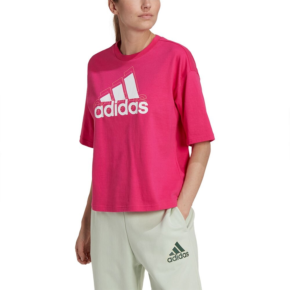 

Футболка adidas Essentials Multi-Colored Logo Loose Fit Crop, розовый