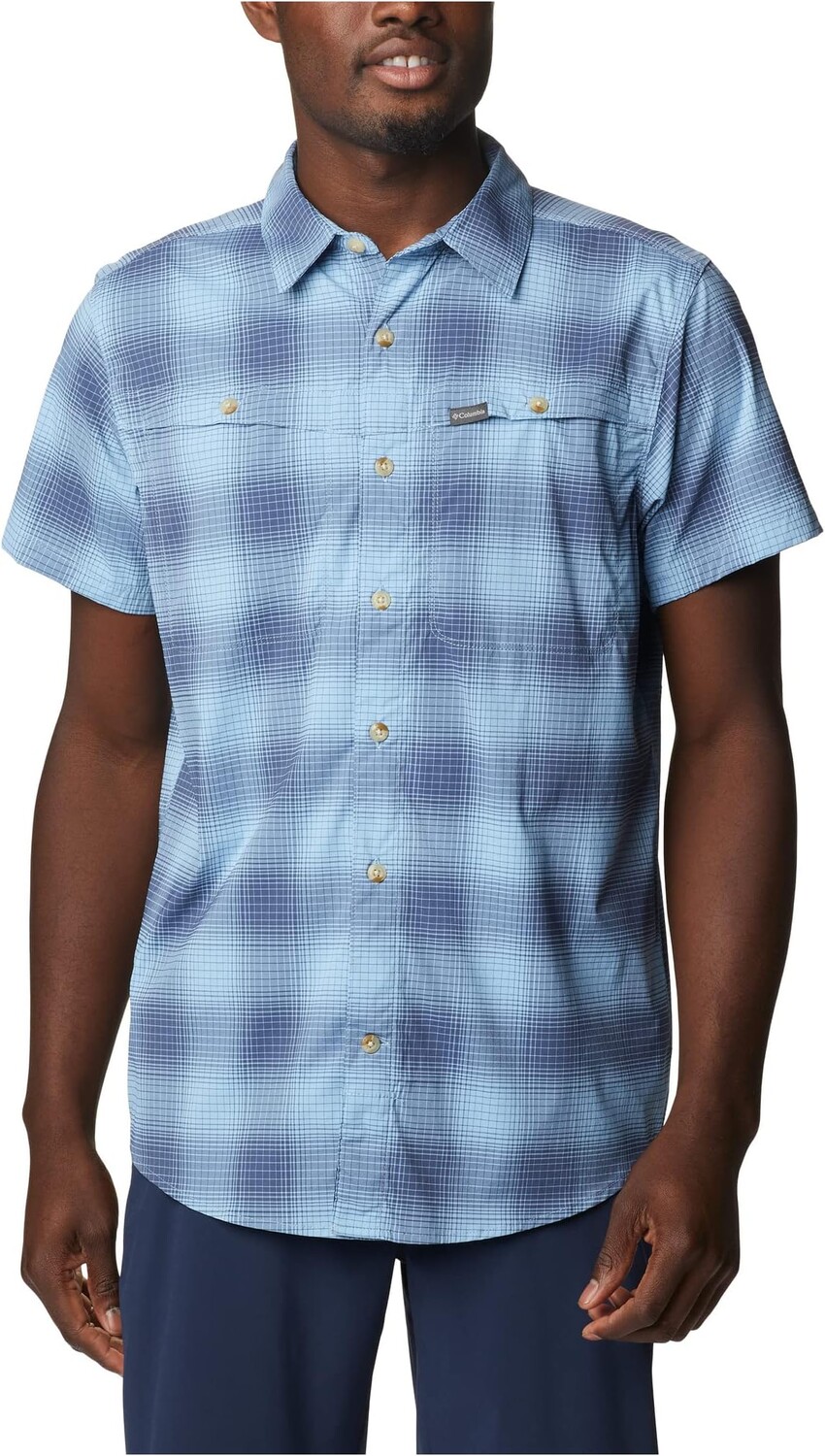 

Рубашка Newton Ridge Plaid Short Sleeve Columbia, цвет Jet Stream Soft Ombre