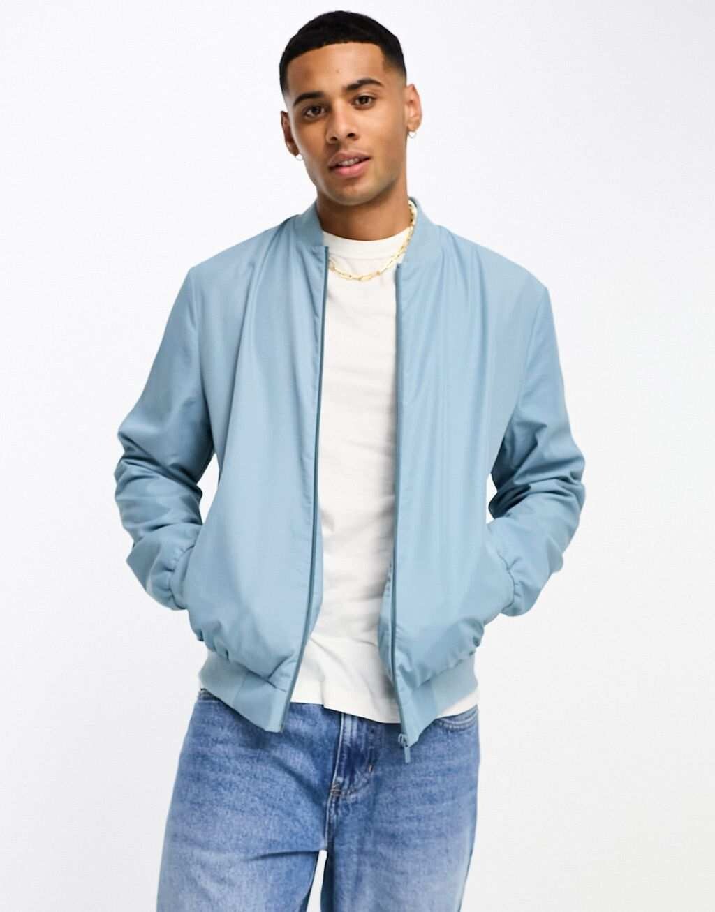 

Синий легкий бомбер ASOS DESIGN