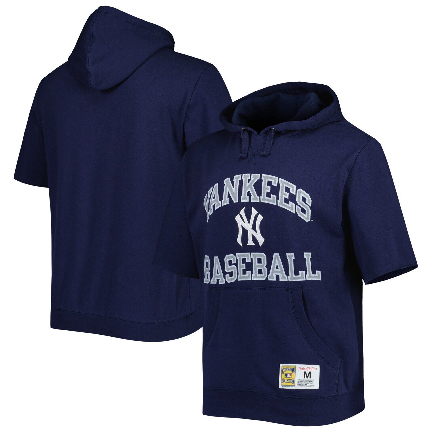 

Мужской темно-синий флисовый пуловер с короткими рукавами Mitchell & Ness New York Yankees Cooperstown Collection
