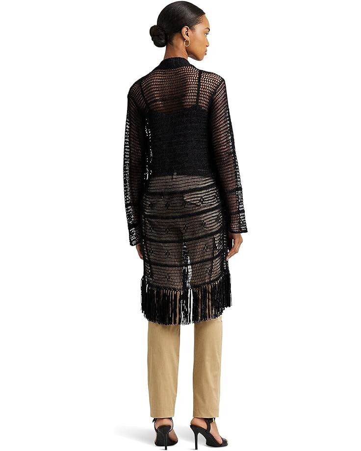 

Свитер LAUREN Ralph Lauren Pointelle-Knit Linen-Blend Cardigan, черный