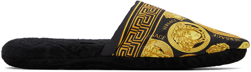 

Черно-золотые тапочки с усилением Medusa Versace Underwear