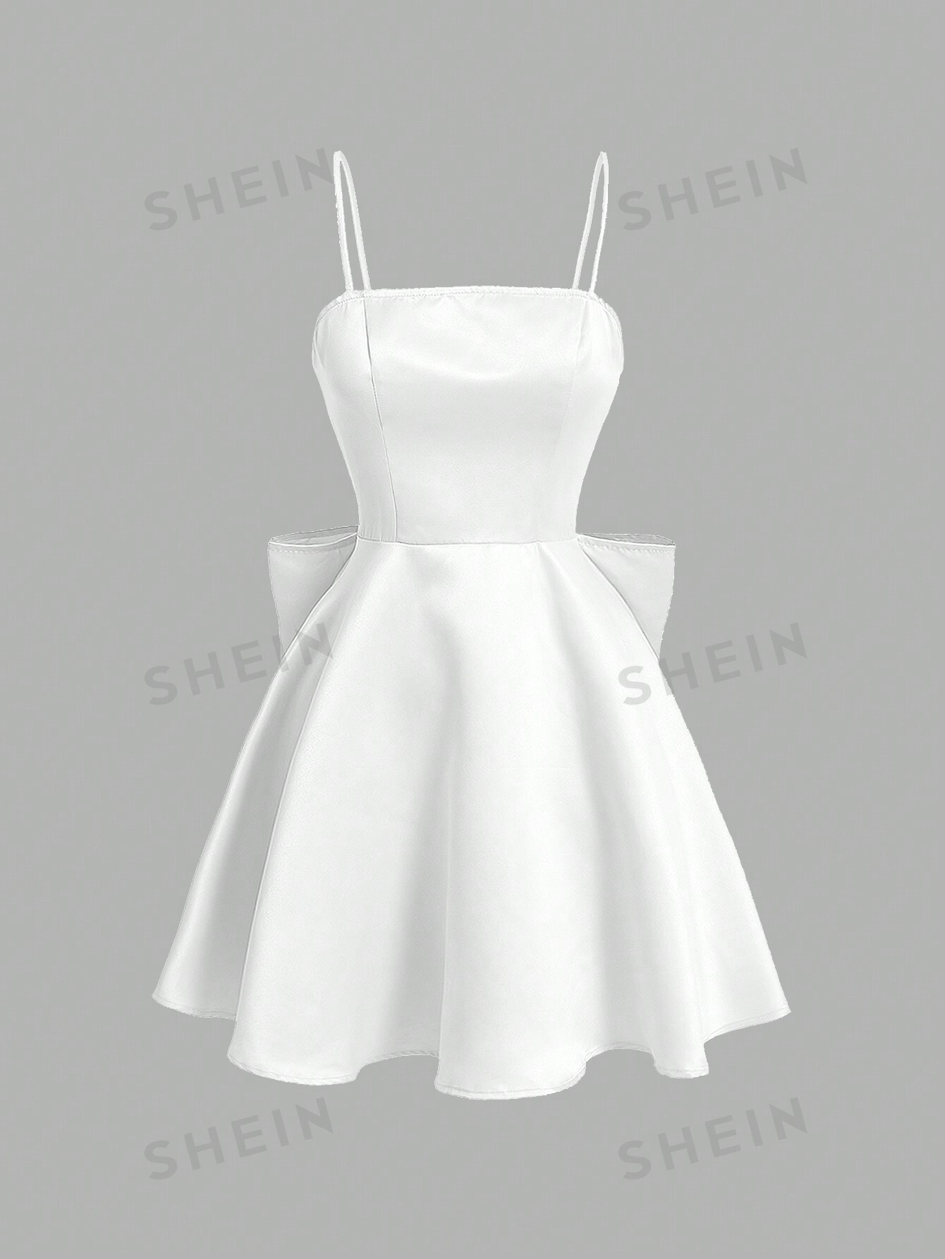 цена SHEIN MOD женское однотонное платье на бретельках с бабочкой и декором, белый