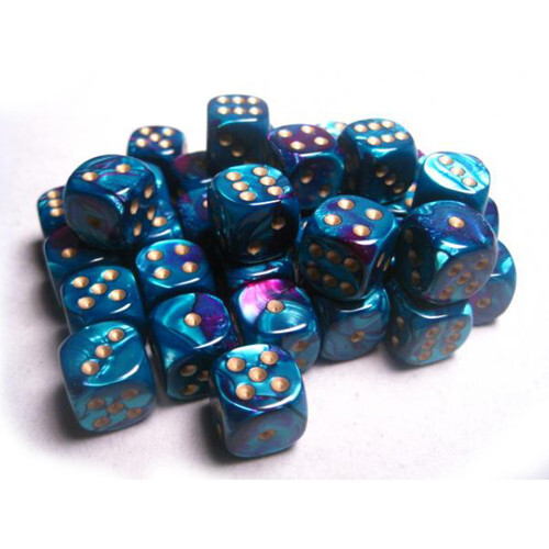 

Аксессуары Chessex Chessex 12mm d6 Set: Gemini Purple-Teal w/Gold (36)