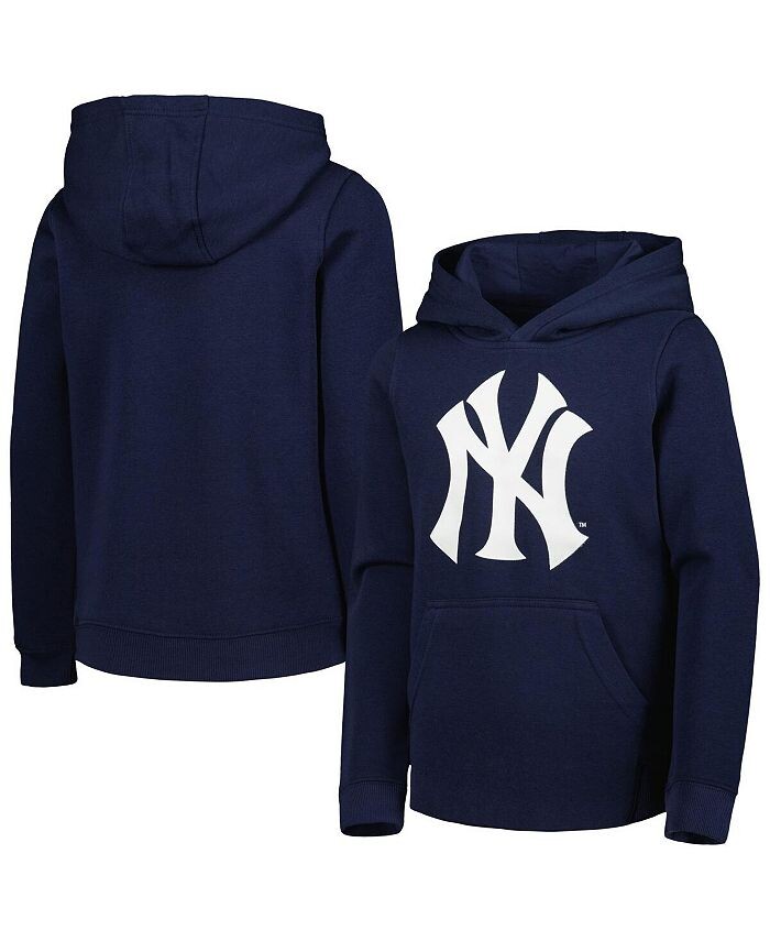 

Темно-синий пуловер с капюшоном и логотипом команды Big Boys and Girls New York Yankees Team Outerstuff, синий