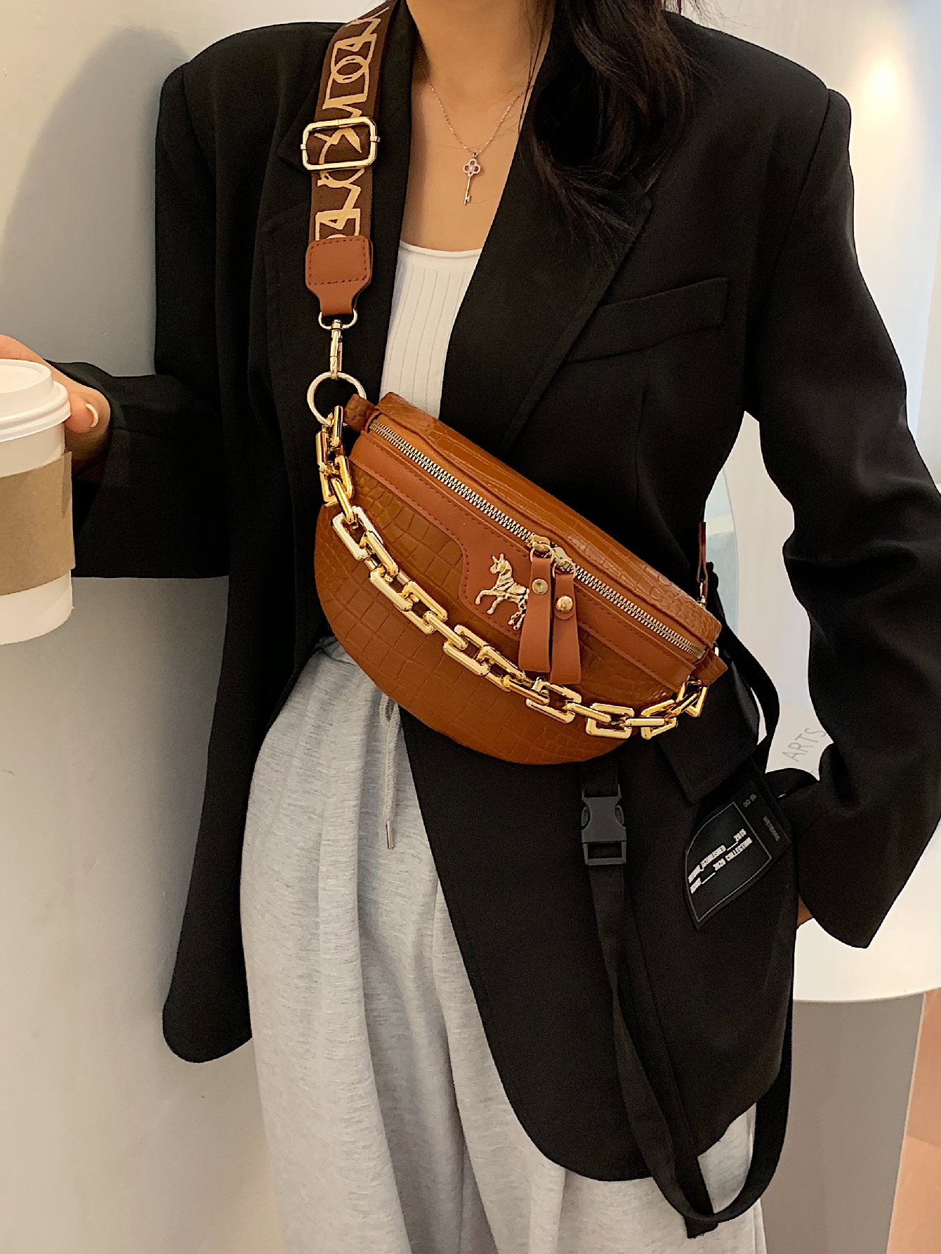 Новая модная повседневная женская сумка с акриловым ремешком-цепочкой, коричневый