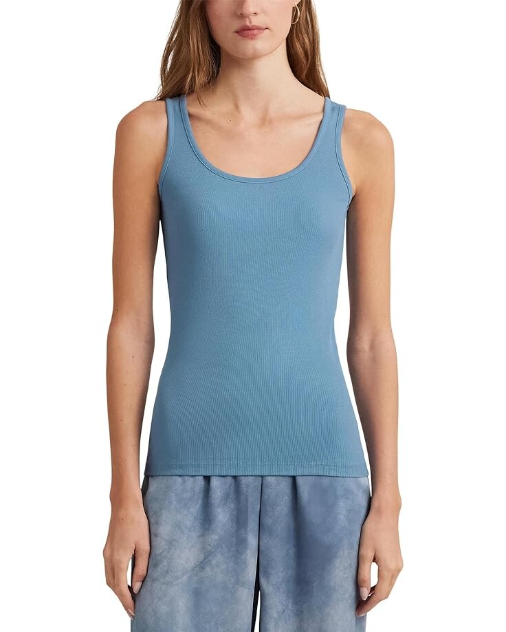 Топ LAUREN Ralph Lauren Cotton-Blend Tank, цвет Pale Azure