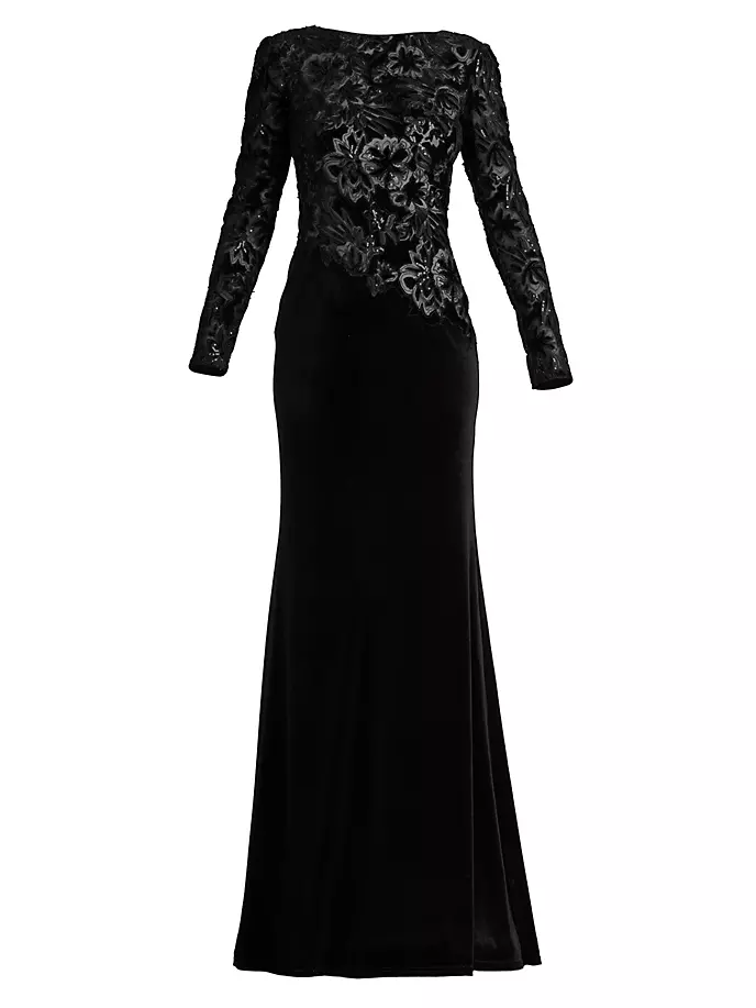 

Кружевное и бархатное платье Tadashi Shoji, черный
