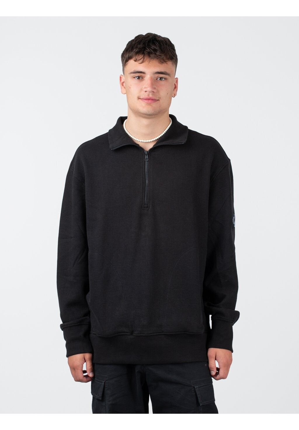 

Джемпер Badge Waffle Half Zip Calvin Klein, черный