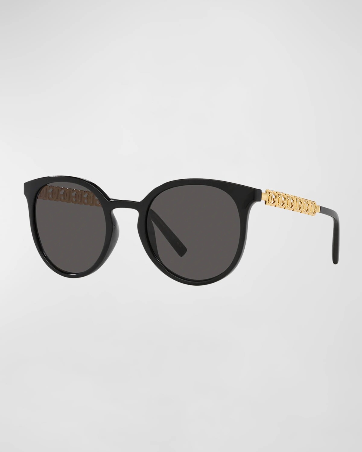 

Круглые солнцезащитные очки Interlocking DG из пластика и металла Dolce&Gabbana, цвет Black