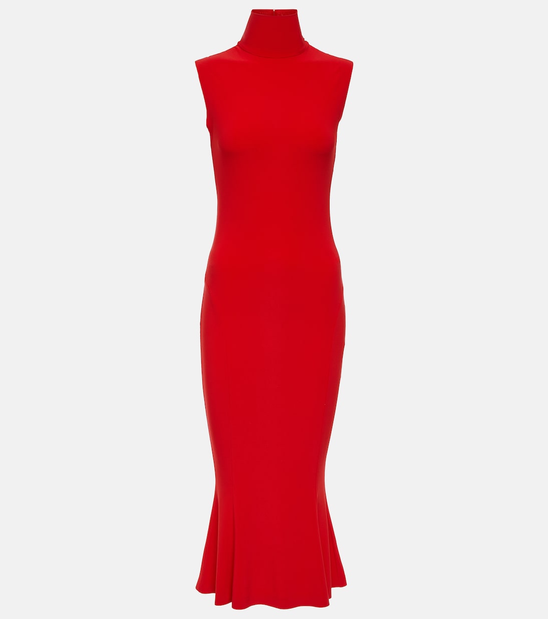 Платье миди из джерси с водолазкой Norma Kamali, красный