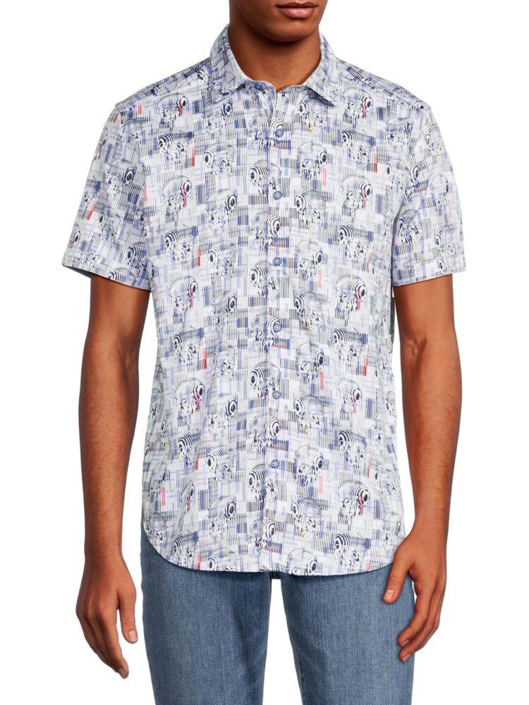 

Рубашка Normandy Classic Fit с принтом черепа и иллюзией Robert Graham, цвет White Multi