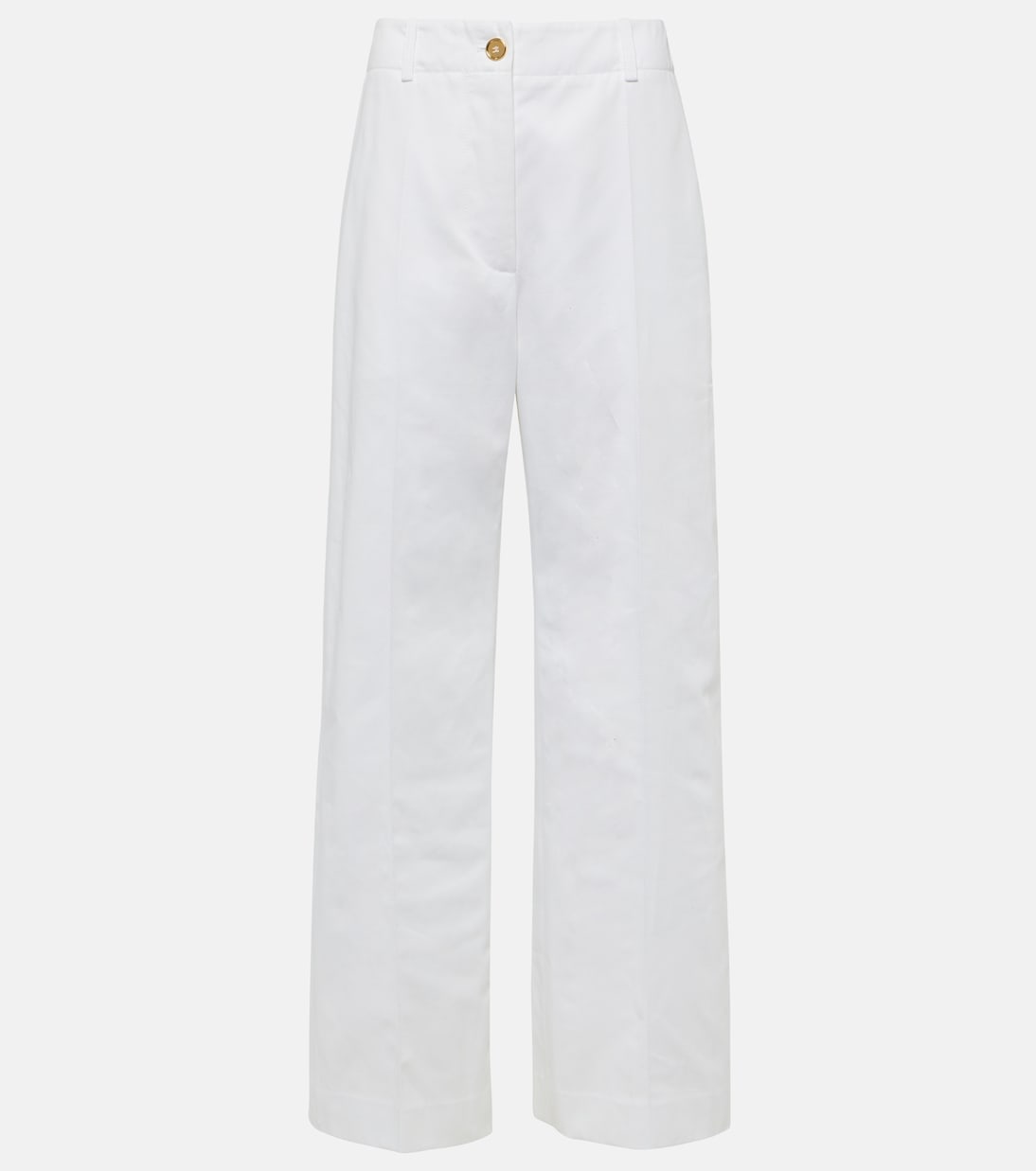цена Широкие брюки из хлопка с высокой посадкой Patou, белый