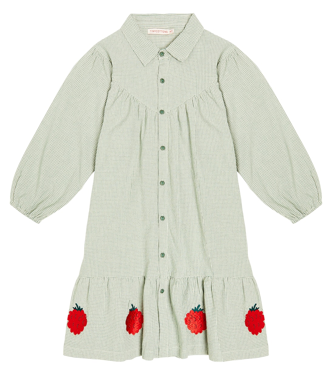 цена Хлопковое платье в клетку малинового цвета Tinycottons, зеленый