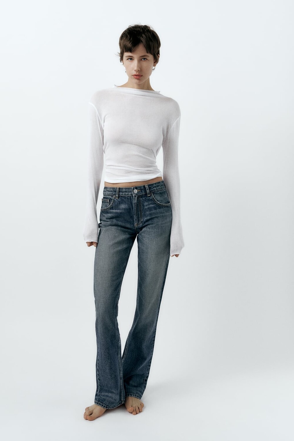 

Джинсы Bootcut со средней посадкой ZARA, темно-синий