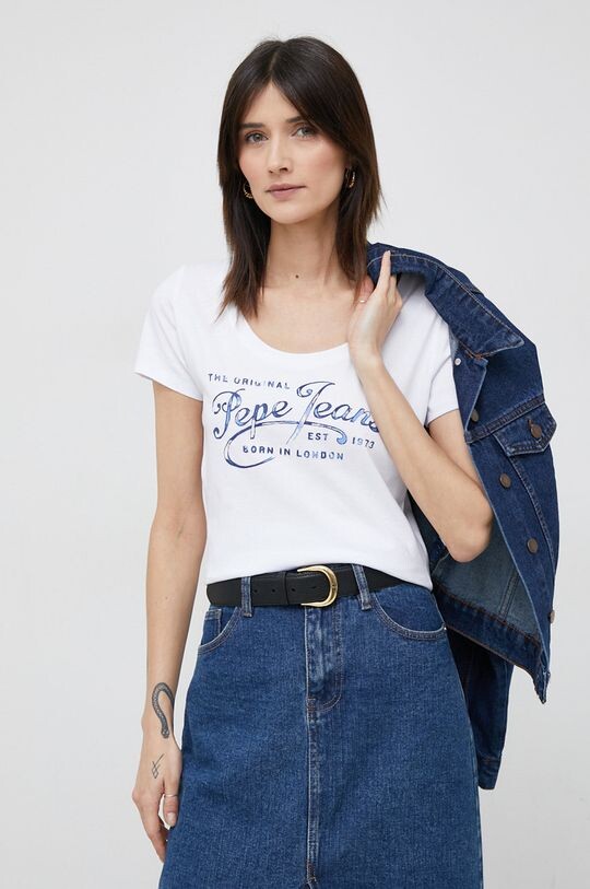 

Хлопковая футболка Mery Pepe Jeans, белый