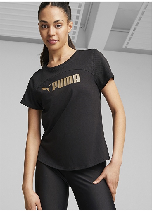 Черная женская футболка с круглым воротником Puma