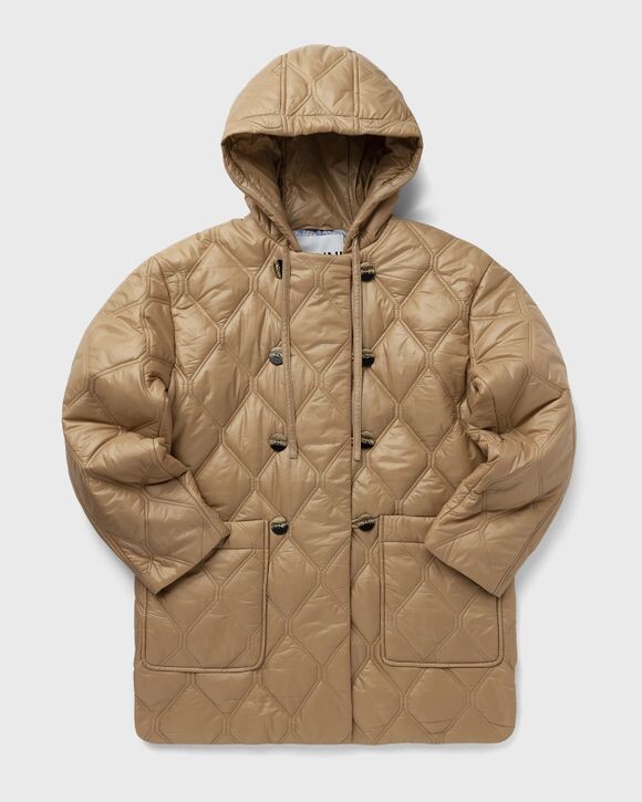 

Куртка Ganni Shiny Quilt Hooded Jacket, цвет tanin