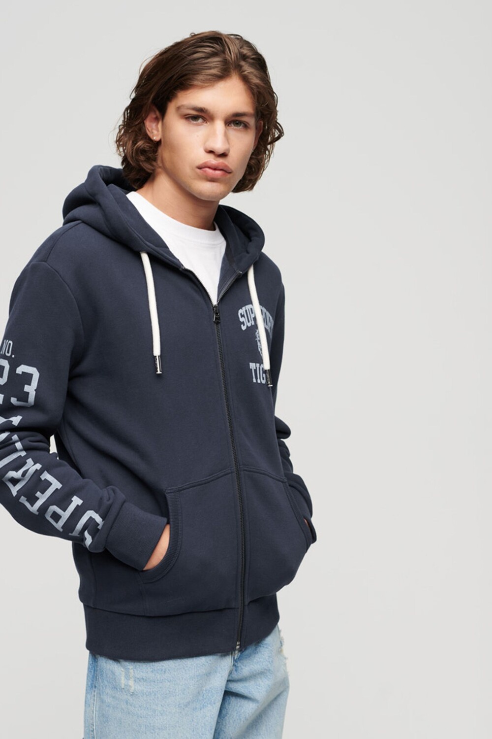 

Толстовка на молнии с рисунком Athletic College Superdry, синий