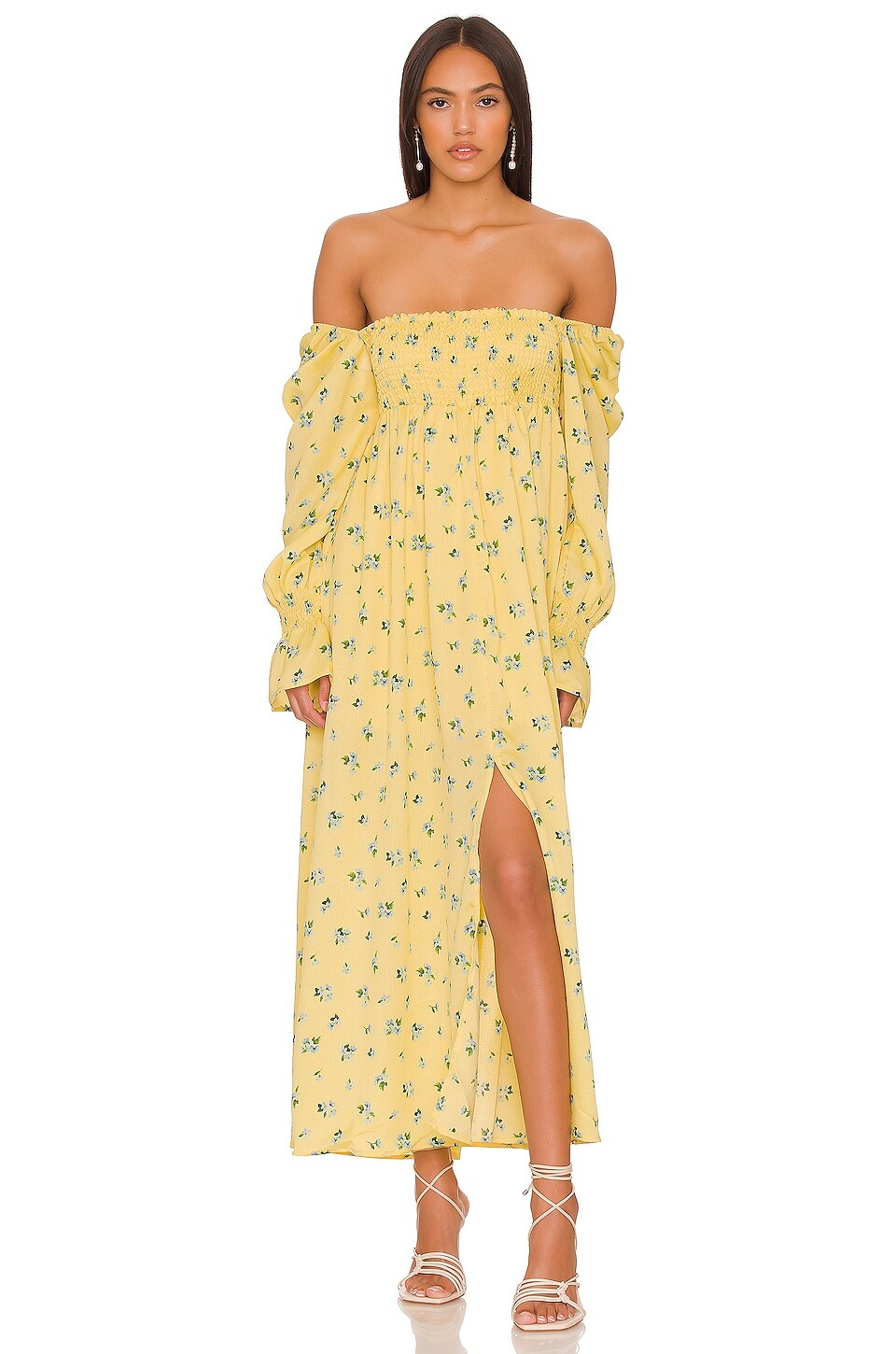 

Платье макси WeWoreWhat Smocked, цвет Yellow Watercolor Ditsy
