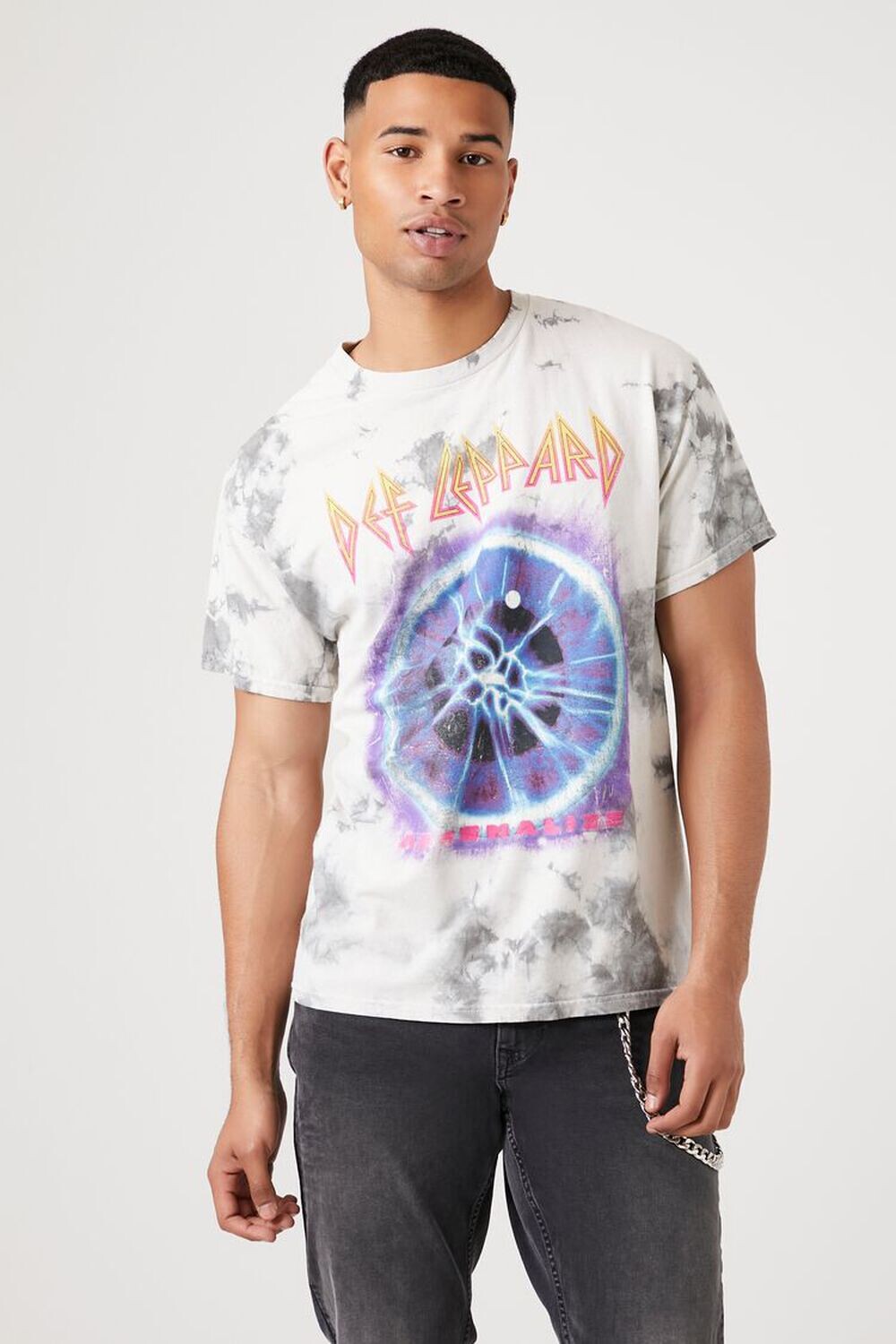 

Футболка с рисунком Tie-Dye Def Leppard Forever 21, серый