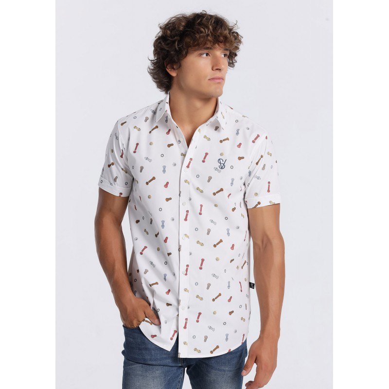 Рубашка с коротким рукавом Six Valves 132832-54019-1201, белый