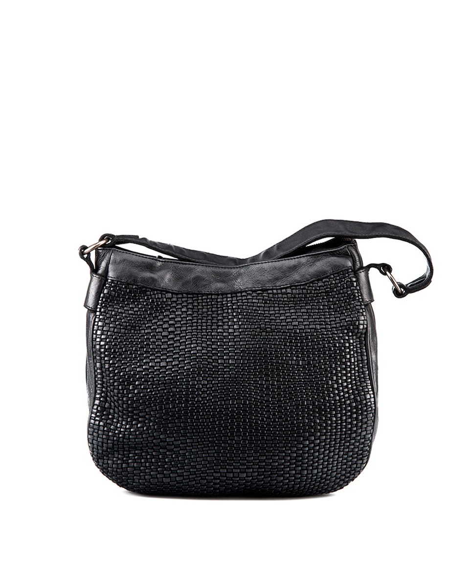 Женская сумка через плечо из черной стираной кожи Stamp, черный сумка хобо с плетеной отделкой на молнии спереди из искусственной кожи черный