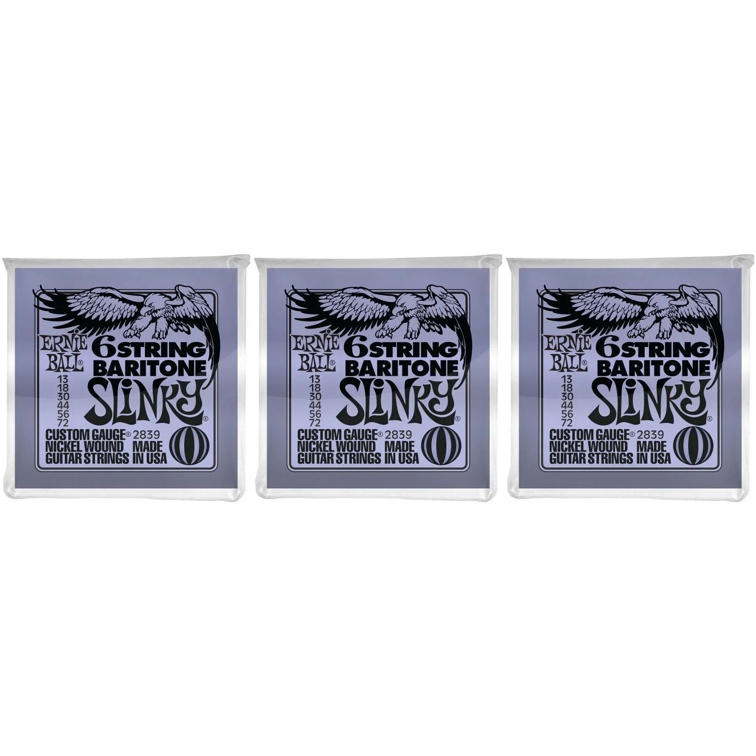 

Струны для электрогитары Ernie Ball 2839 Baritone Slinky с никелевой обмоткой — .013-.072, 6 струн (3 шт.)