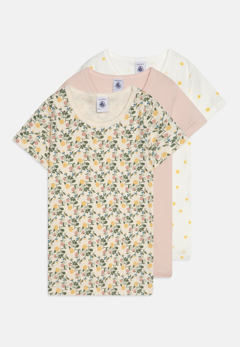 повседневное платье robe petit bateau цвет avalanche multi coloured футболка с принтом Kids Tee 3 Pack Petit Bateau, мультиколор