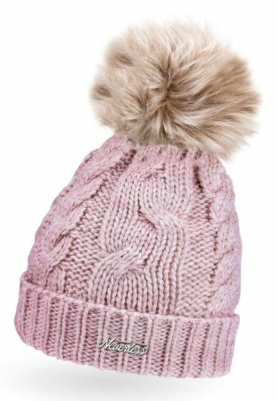 Шапка WARME WINTER BOMMEL ZOPFMUSTER GEFÜT Neverless, цвет rosa