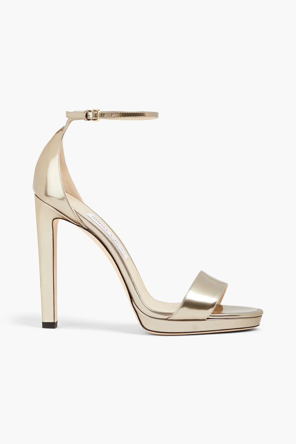 

Босоножки Misty 120 на платформе из зеркальной кожи Jimmy Choo, золото