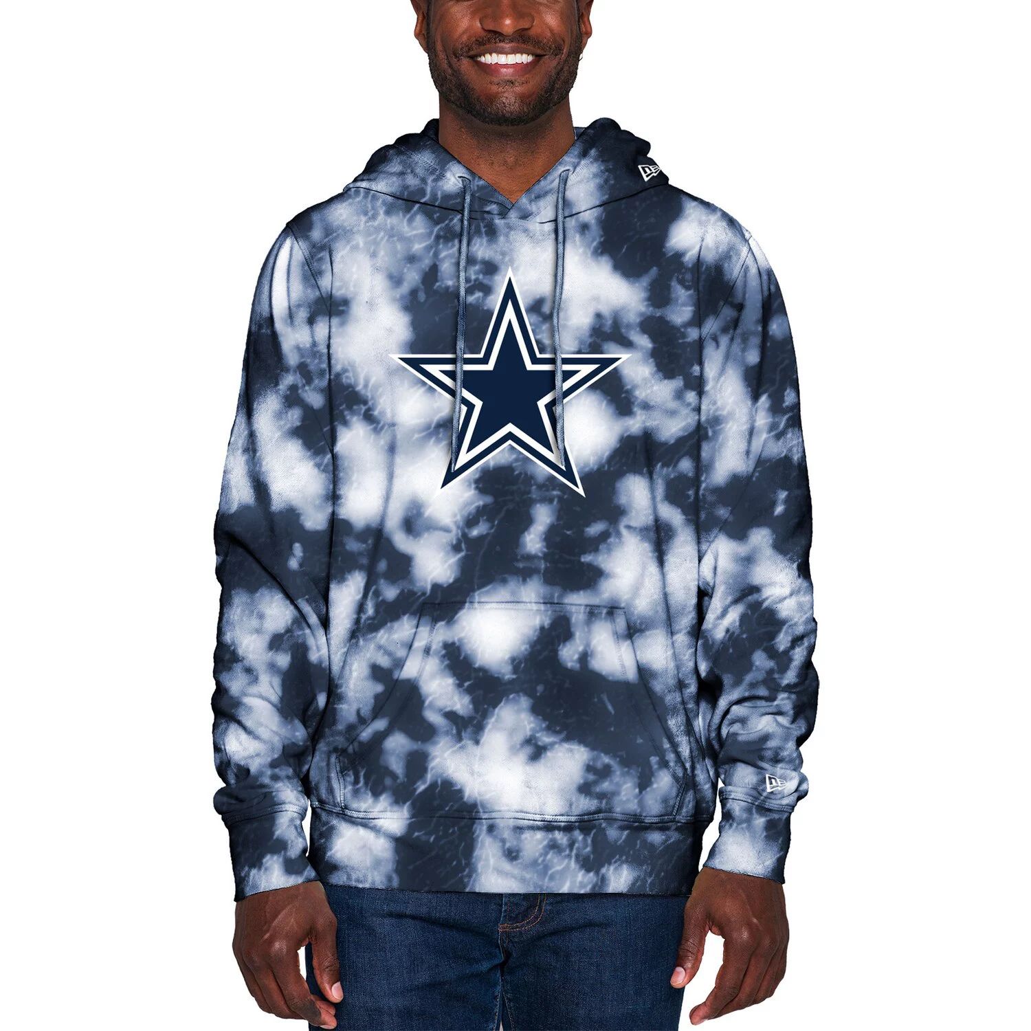 

Мужской темно-синий пуловер с капюшоном Dallas Cowboys Team Tie Dye New Era