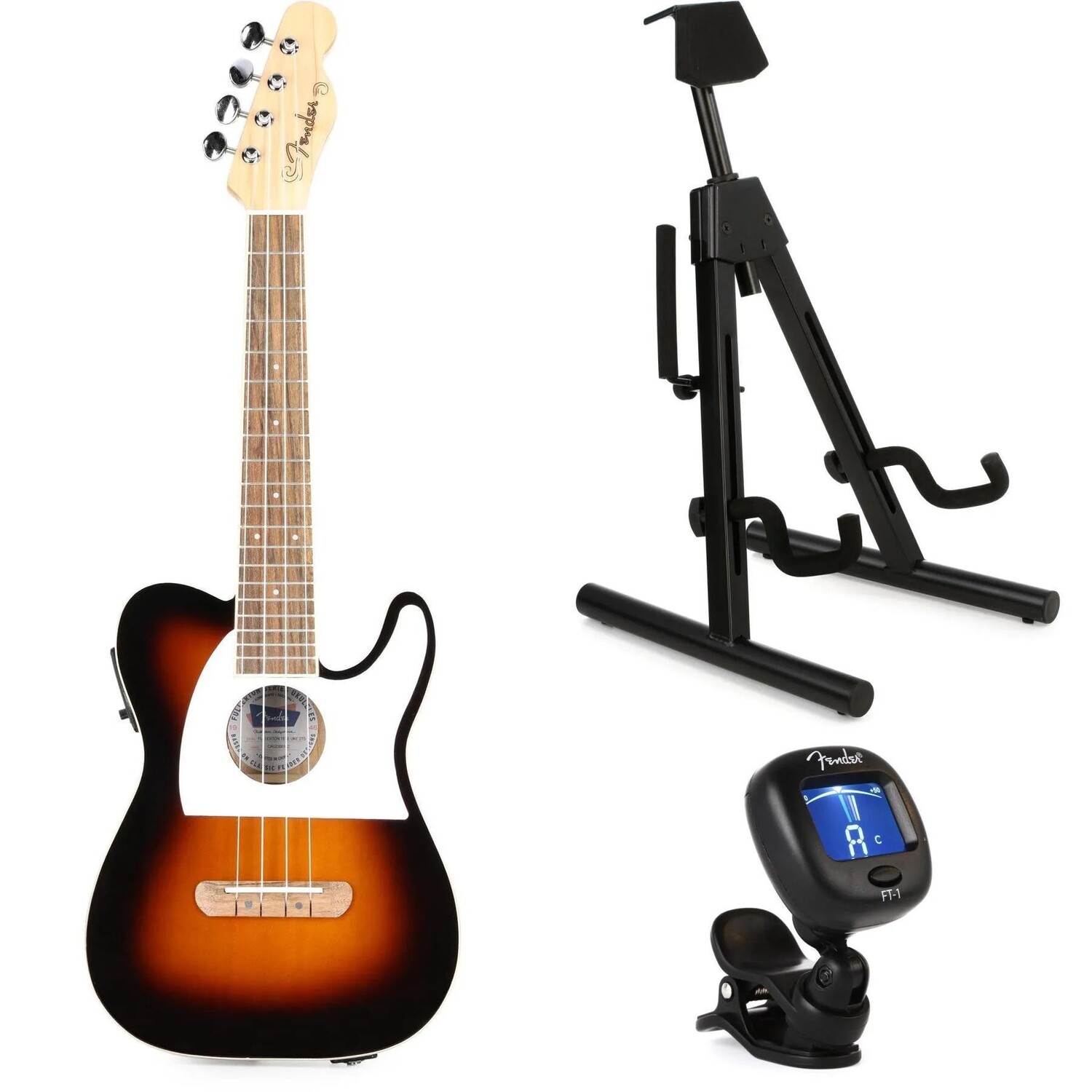 

Новый комплект Fender Fullerton Telecaster Uke Essentials — 2-цветный оттенок Sunburst