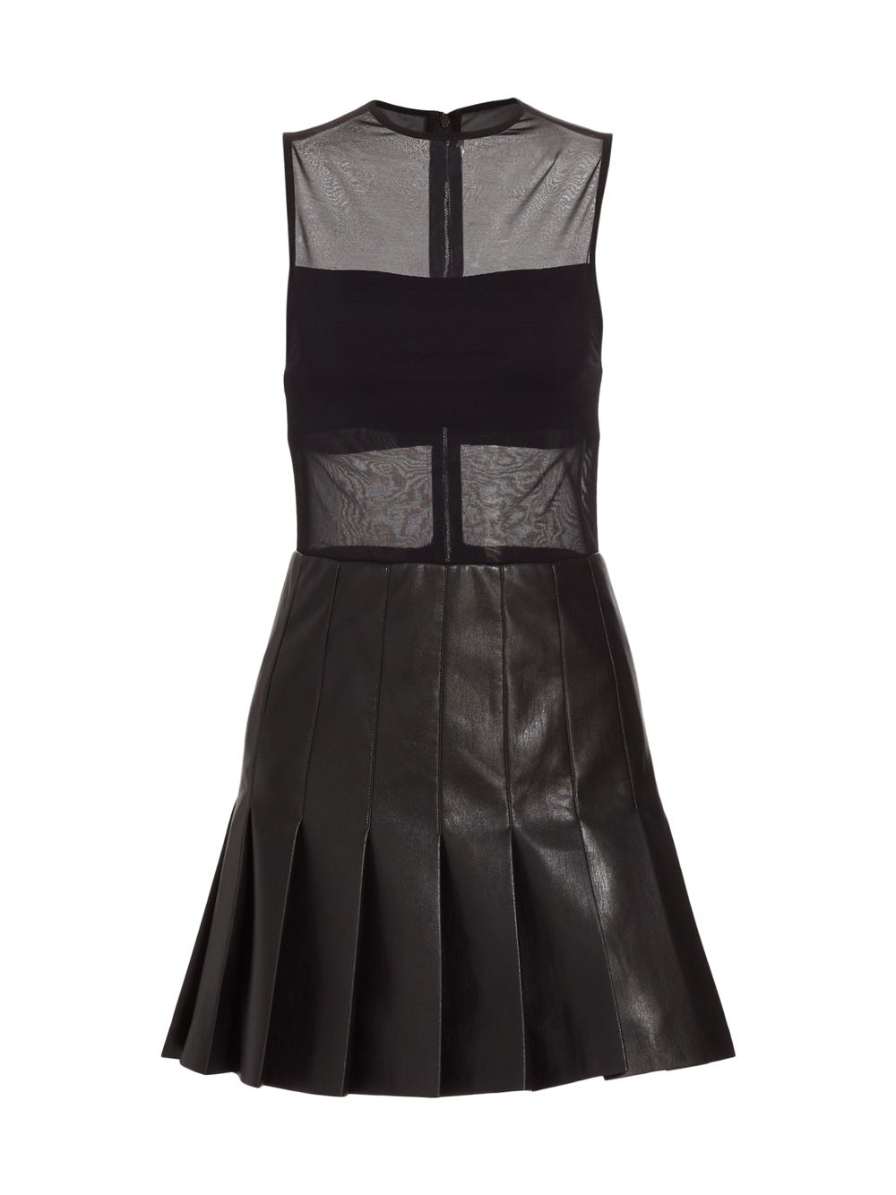цена Мини-платье трапециевидной формы Chara из сетки и искусственной кожи Alice + Olivia, черный