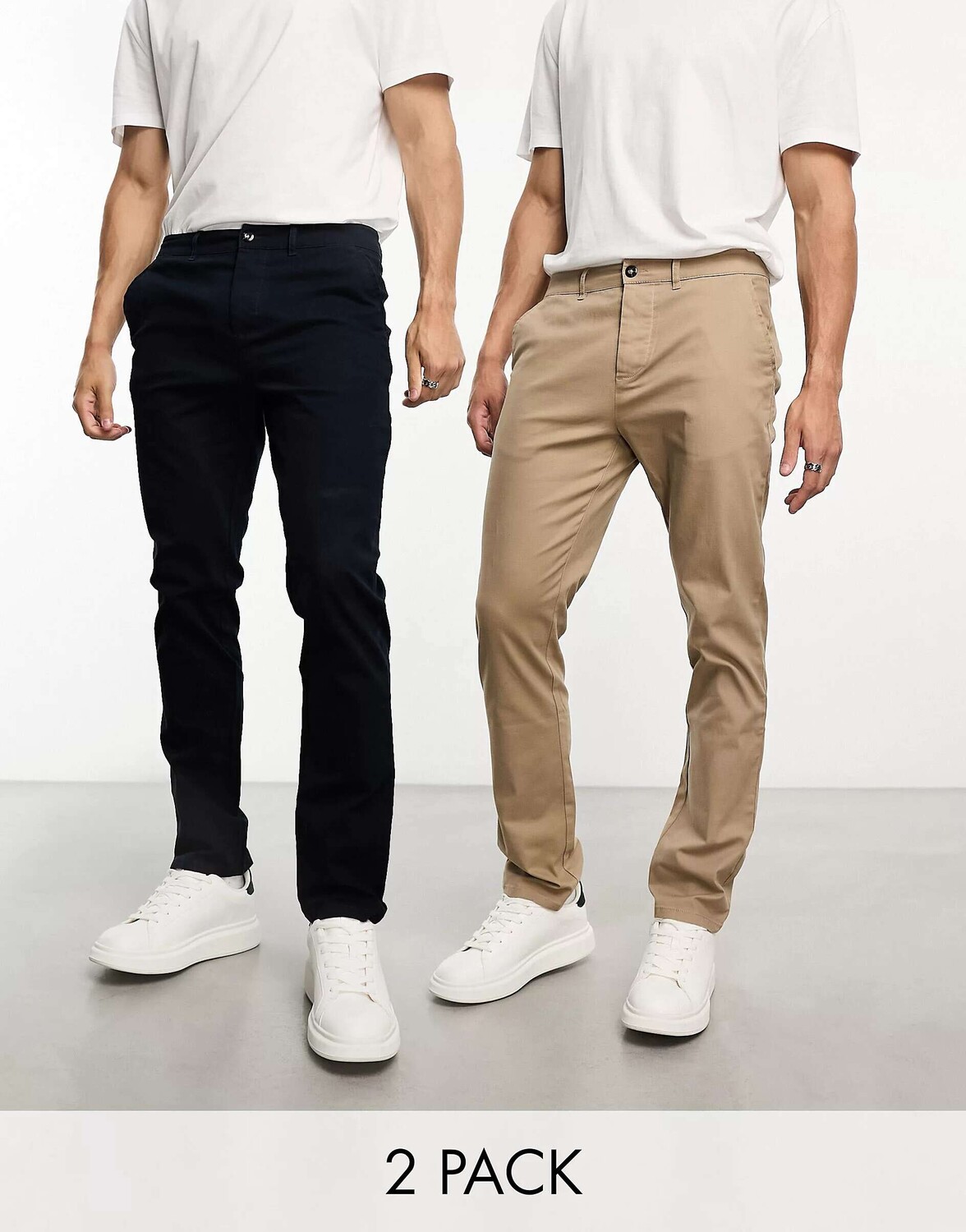 

Пара узких чинос темно-синего цвета с камнями ASOS (2 шт.), Синий