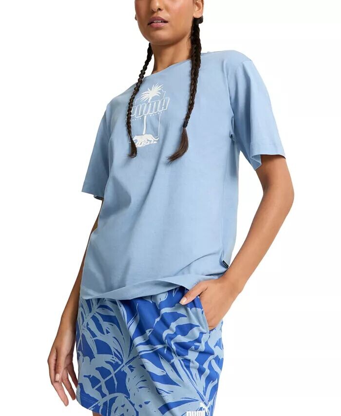 

Женская футболка Essentials Palm Resort с графическим рисунком Puma, синий