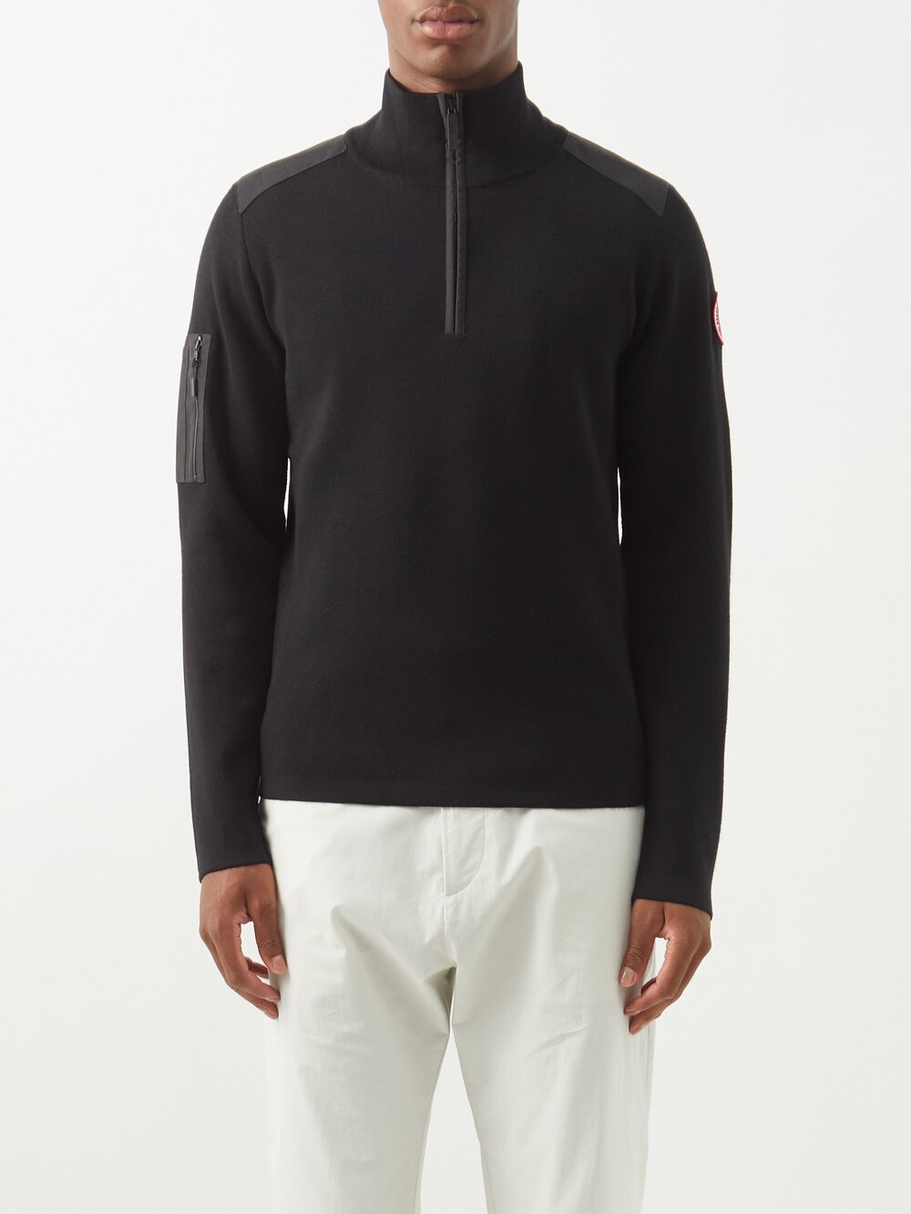 

Свитер stormont из мериносовой шерсти с молнией на четверть Canada Goose, черный