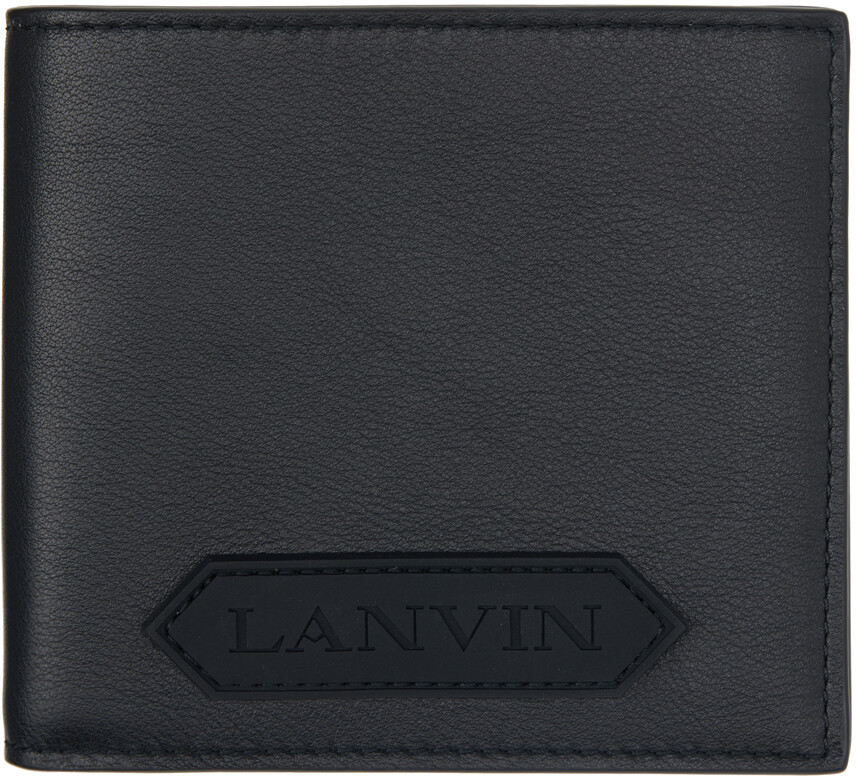 

Черный прорезиненный кошелек двойного сложения с логотипом Lanvin