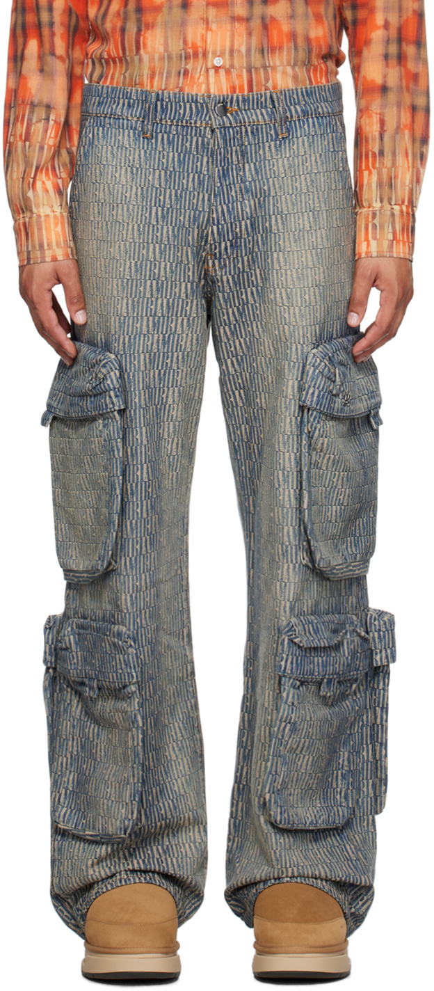 цена Синие джинсовые брюки-карго AMIRI Utility