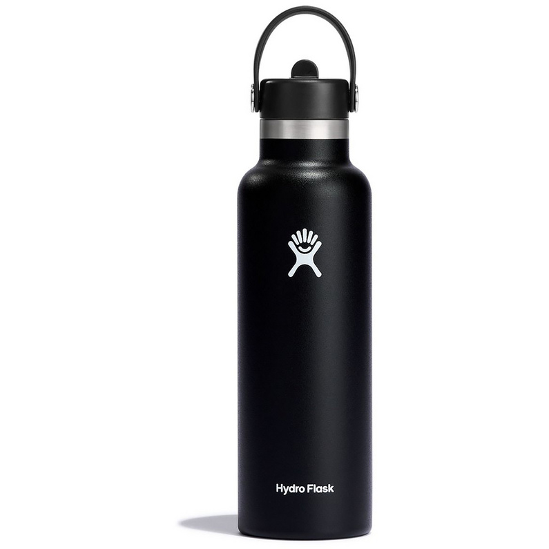Стандартная бутылка с гибкой соломенной крышкой Hydro Flask, черный