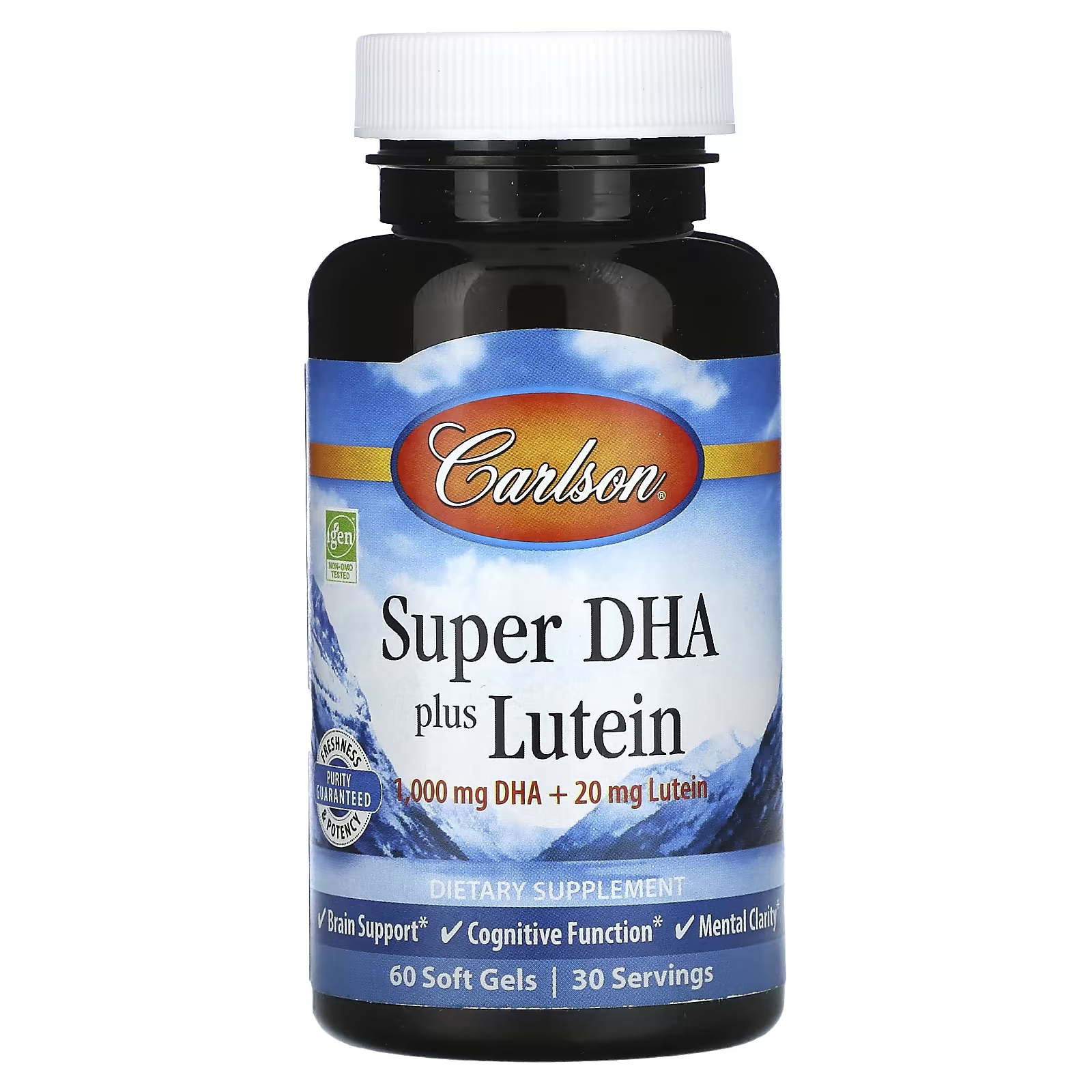 Пищевая добавка Carlson Super DHA плюс лютеин, 60 мягких таблеток пищевая добавка swanson triple strength super epa и dha 900 мг 60 мягких таблеток