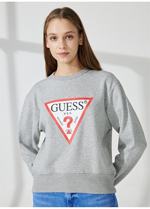 

Серая женская толстовка с круглым вырезом Guess, Серый